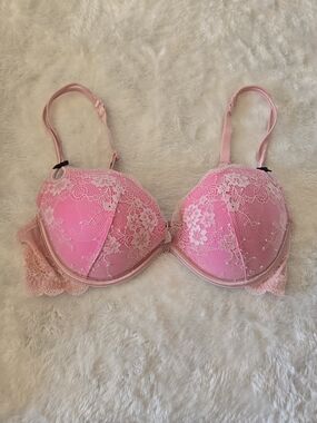 Victoria's Secret Pink Lace Demi Bra with Floral Appliqué